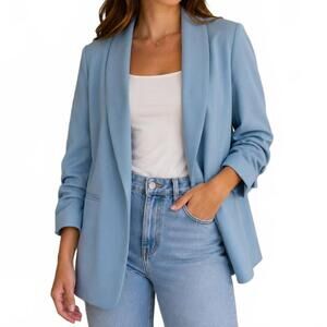 NEW MOON RYDER scrunch sleeve blazer in light blue